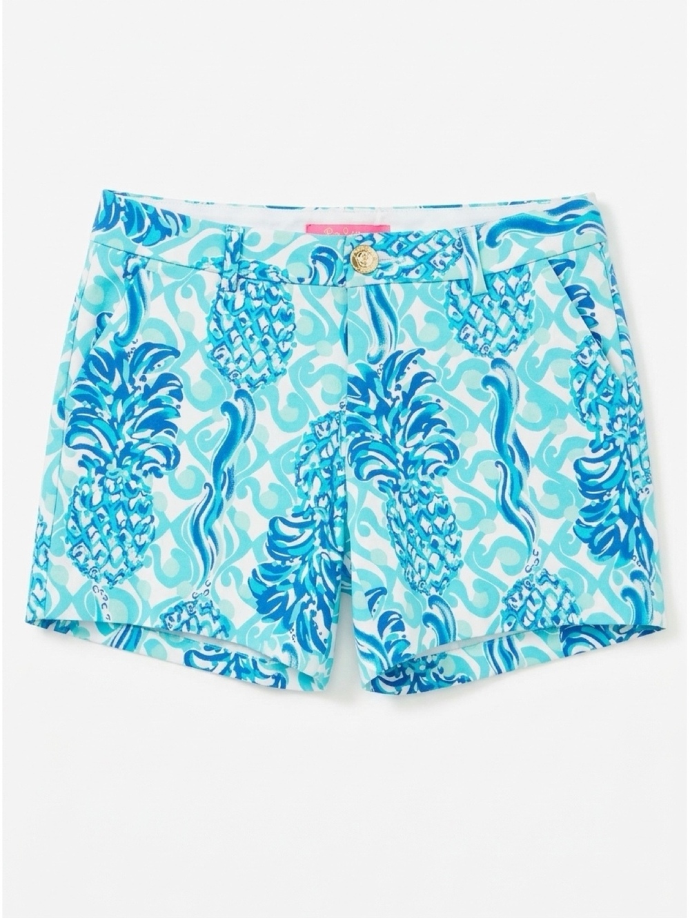 Lilly Pulitzer Women's Blue Pineapple Print Knit Shorts Size 0